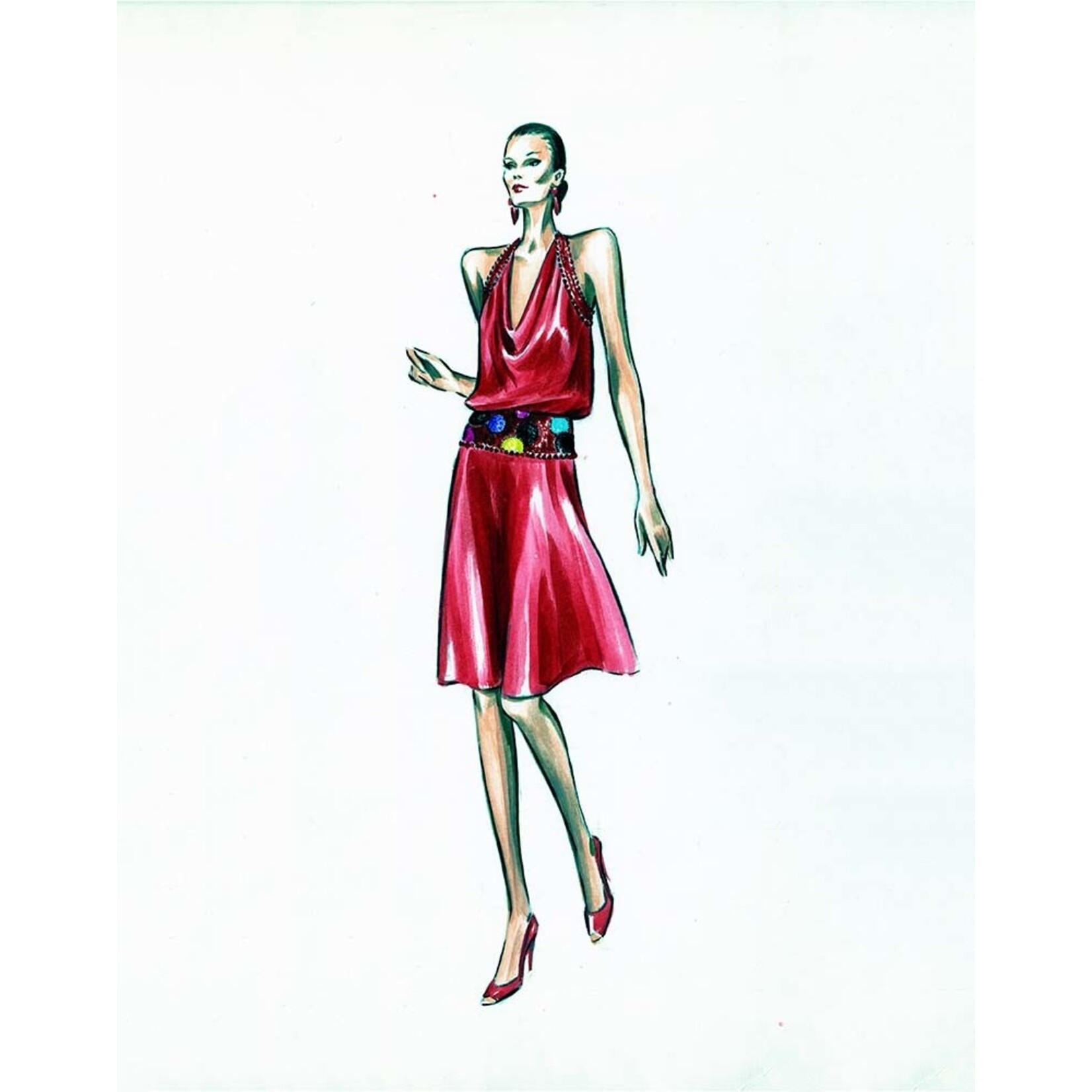 The Picturalist | Fine Art Prints on Paper Red Dot White Look Fashion Vintage Sketches 80S