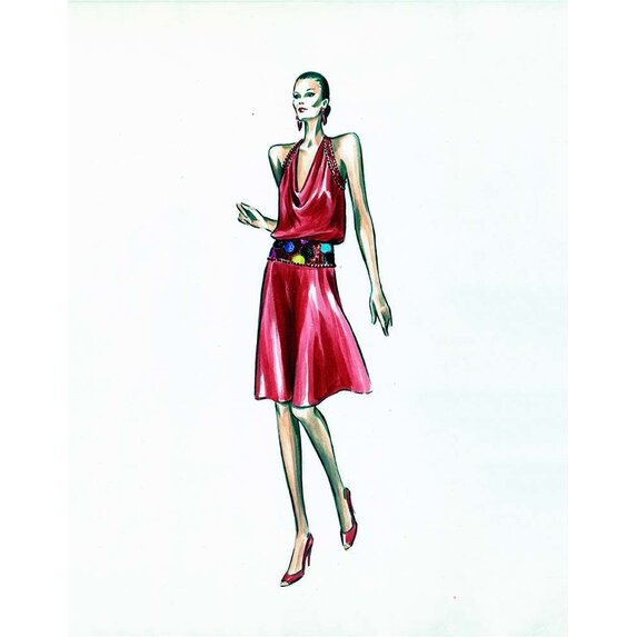 The Picturalist | Fine Art Prints on Paper Red Dot White Look Fashion Vintage Sketches 80S