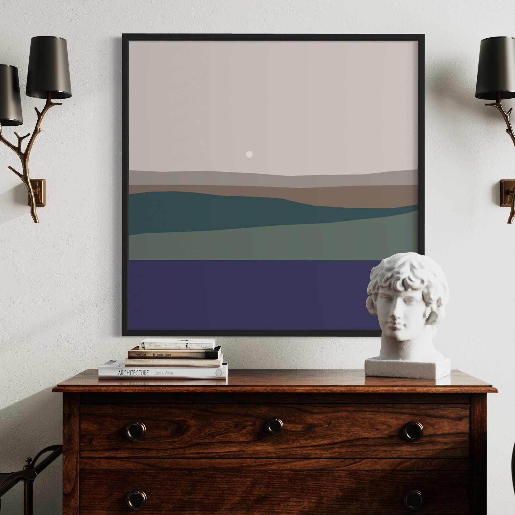 The Picturalist | Fine Art Print on Rag Paper Landscape with Full Moon by Alejandro Franseschini