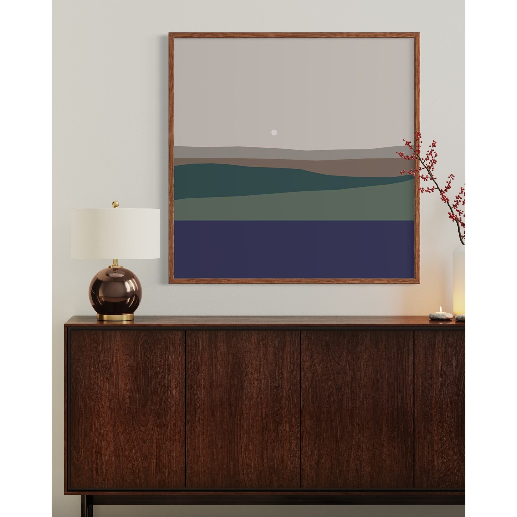 Fine Art Print on Rag Paper Landscape with Full Moon by Alejandro Franseschini