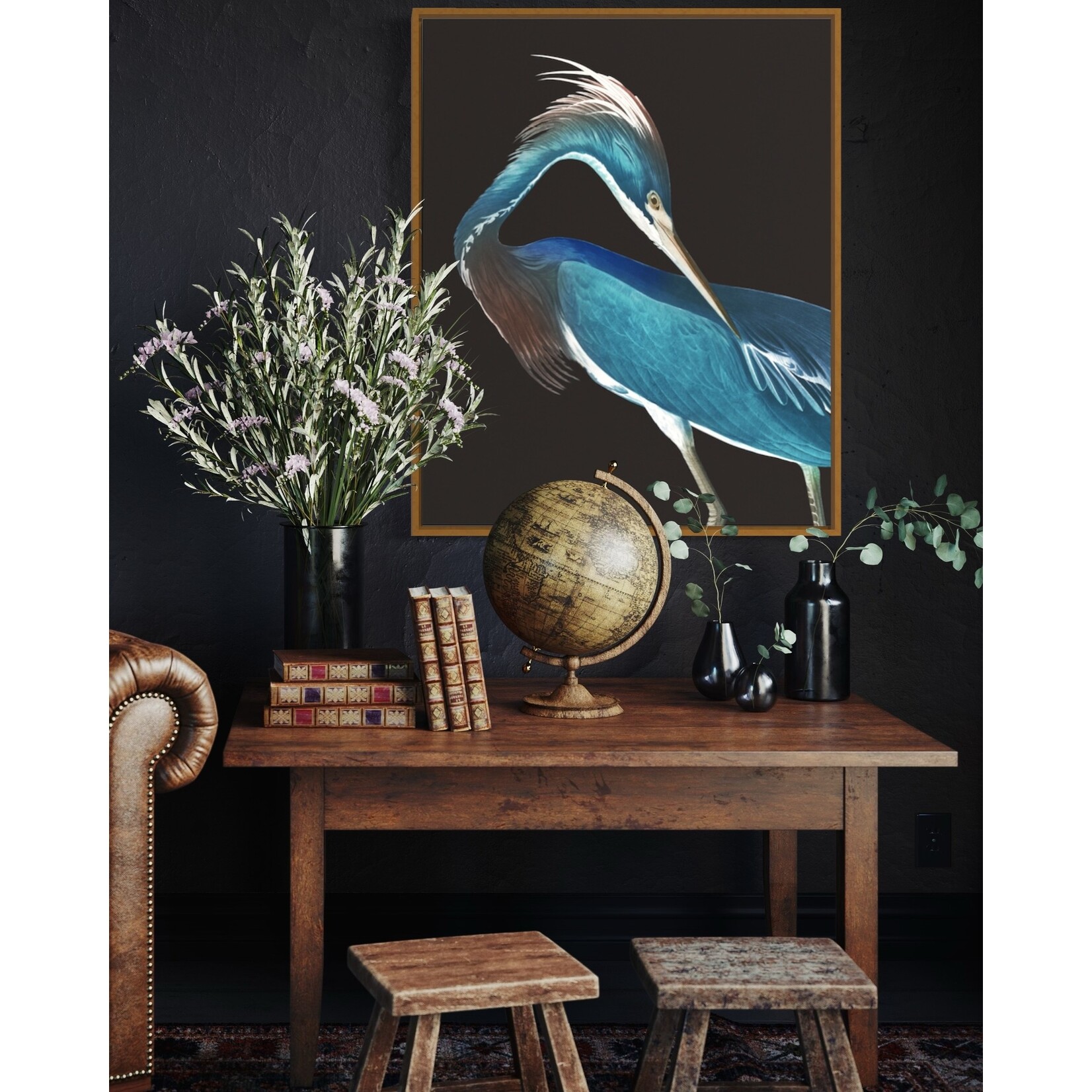 The Picturalist | Print on Canvas Blue Heron (Rectangular) by John James Audubon