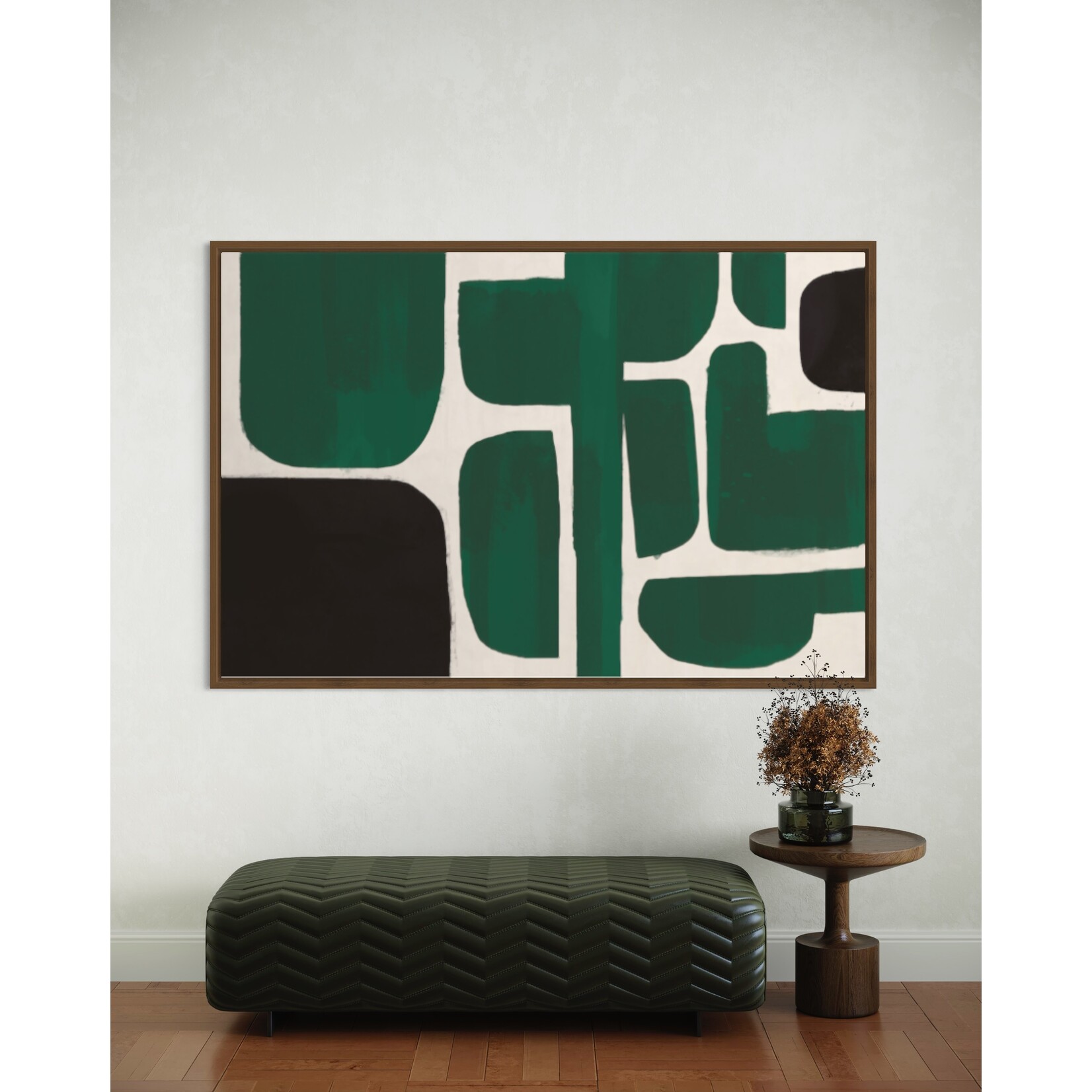 Stretched Print on Canvas Composicion in Green and Black by Alejandro Franseschini
