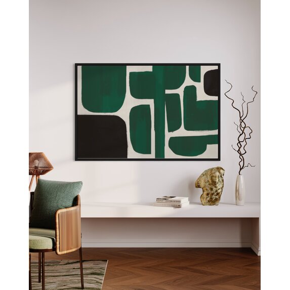 Stretched Print on Canvas Composicion in Green and Black by Alejandro Franseschini