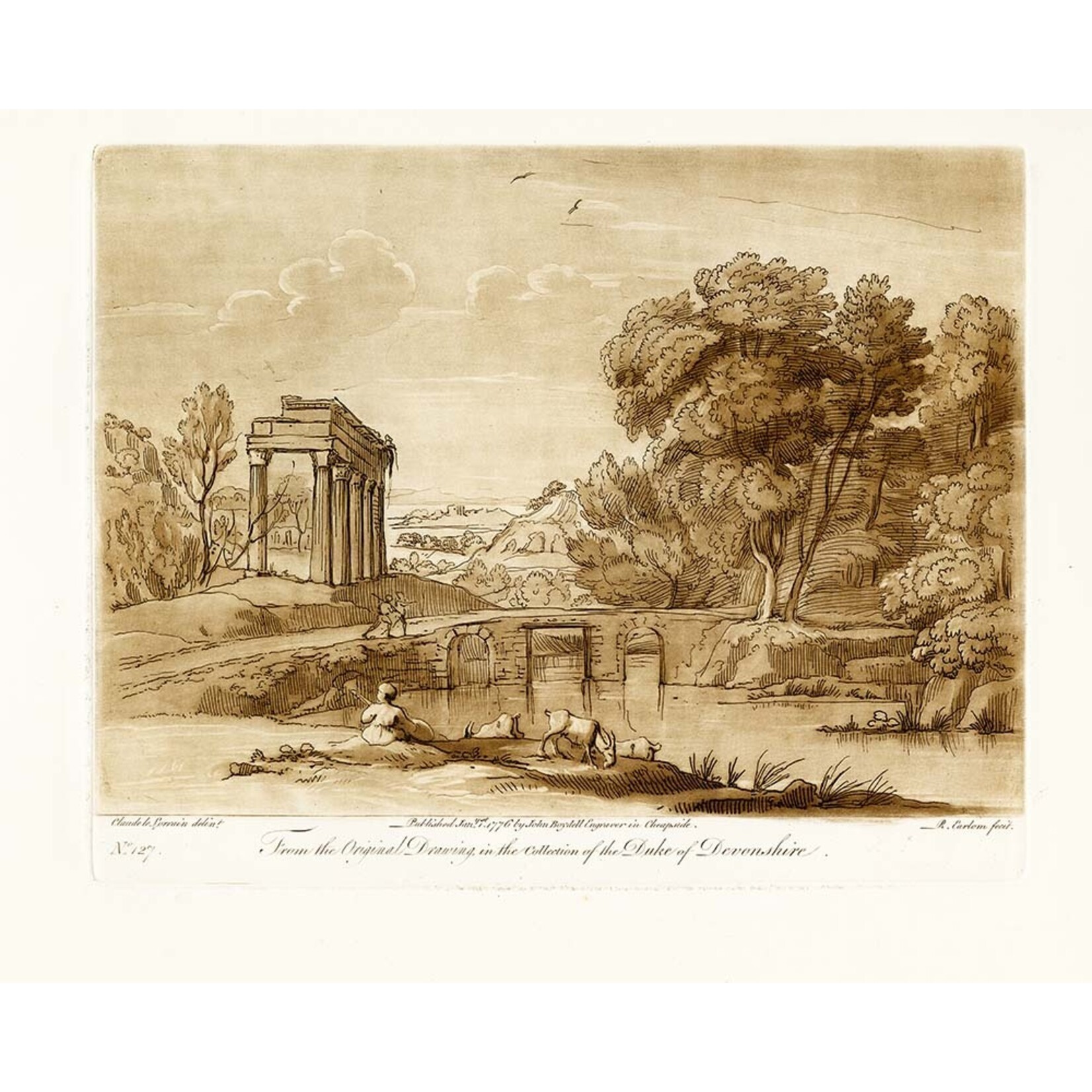 The Picturalist | Fine Art Prints on Paper Antique Pastoral Scene Duke Of Devonshire by J. Boydell 1802