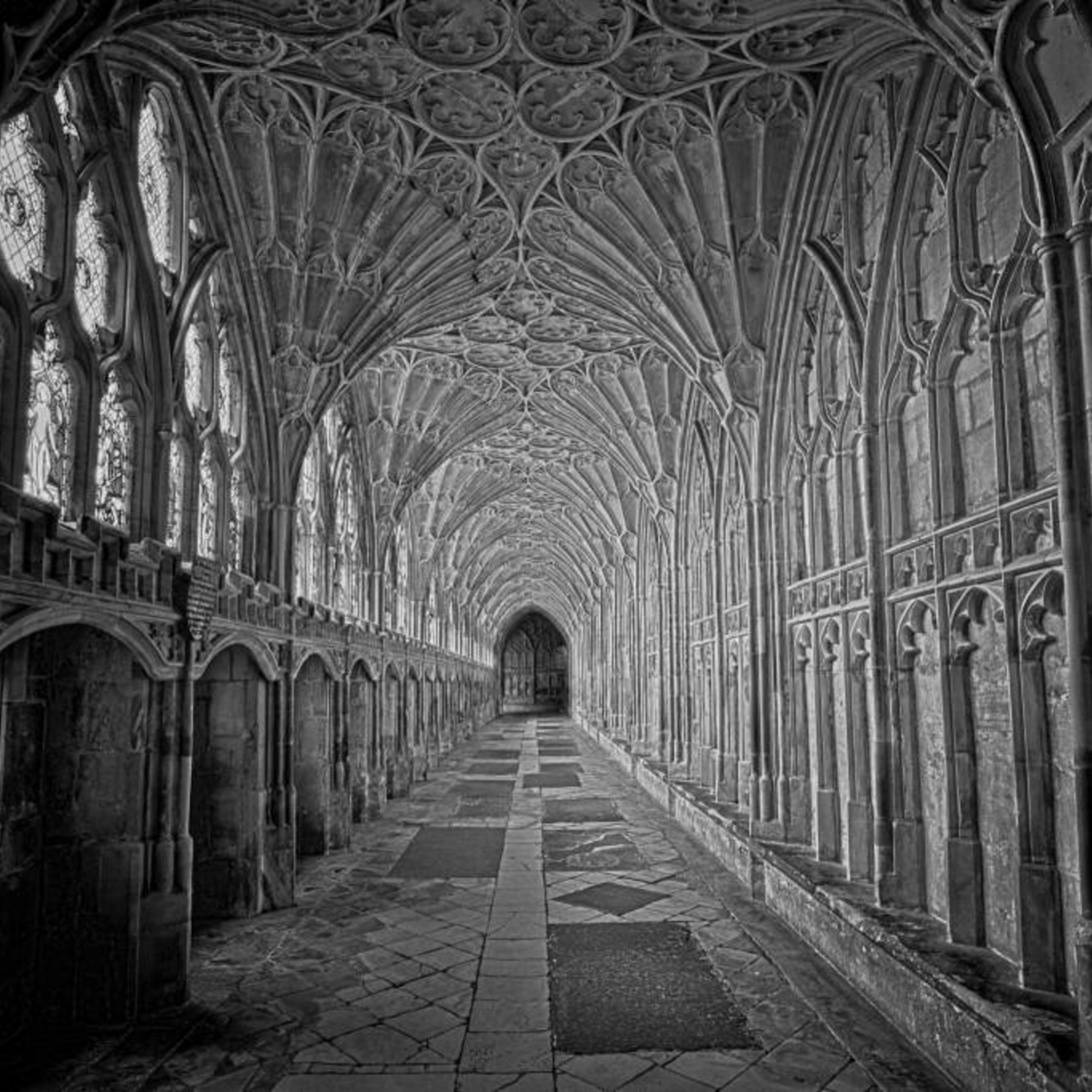 Framed Print on Rag Paper: Gloucester Cathedral Black and White Photograph by M. Beck