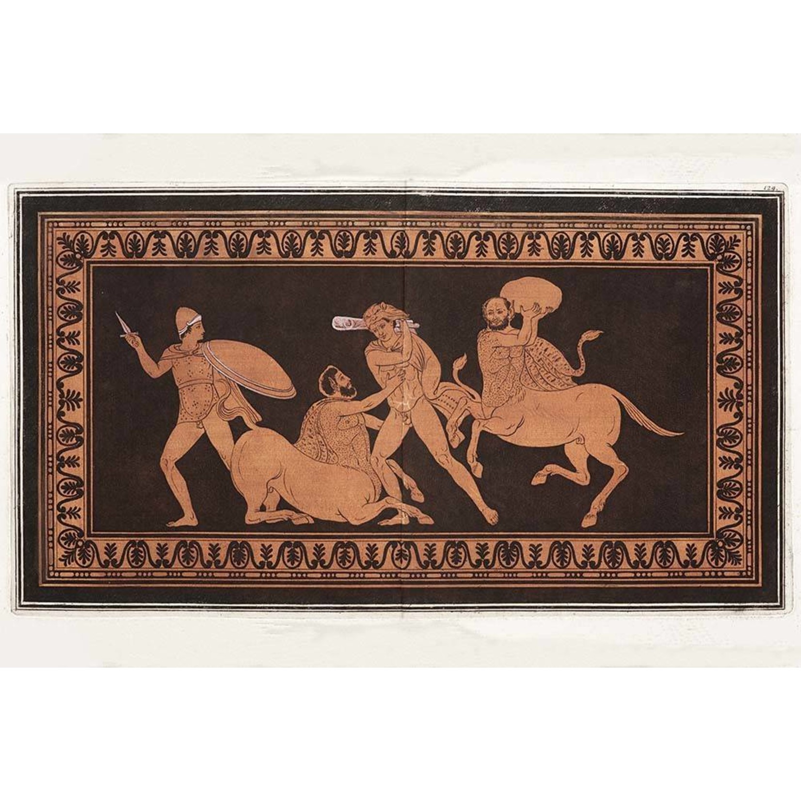 Framed Print on Rag Paper: Herakles Fighting Centaurs from the Cabinet of Antiquities of Sir William Hamilton