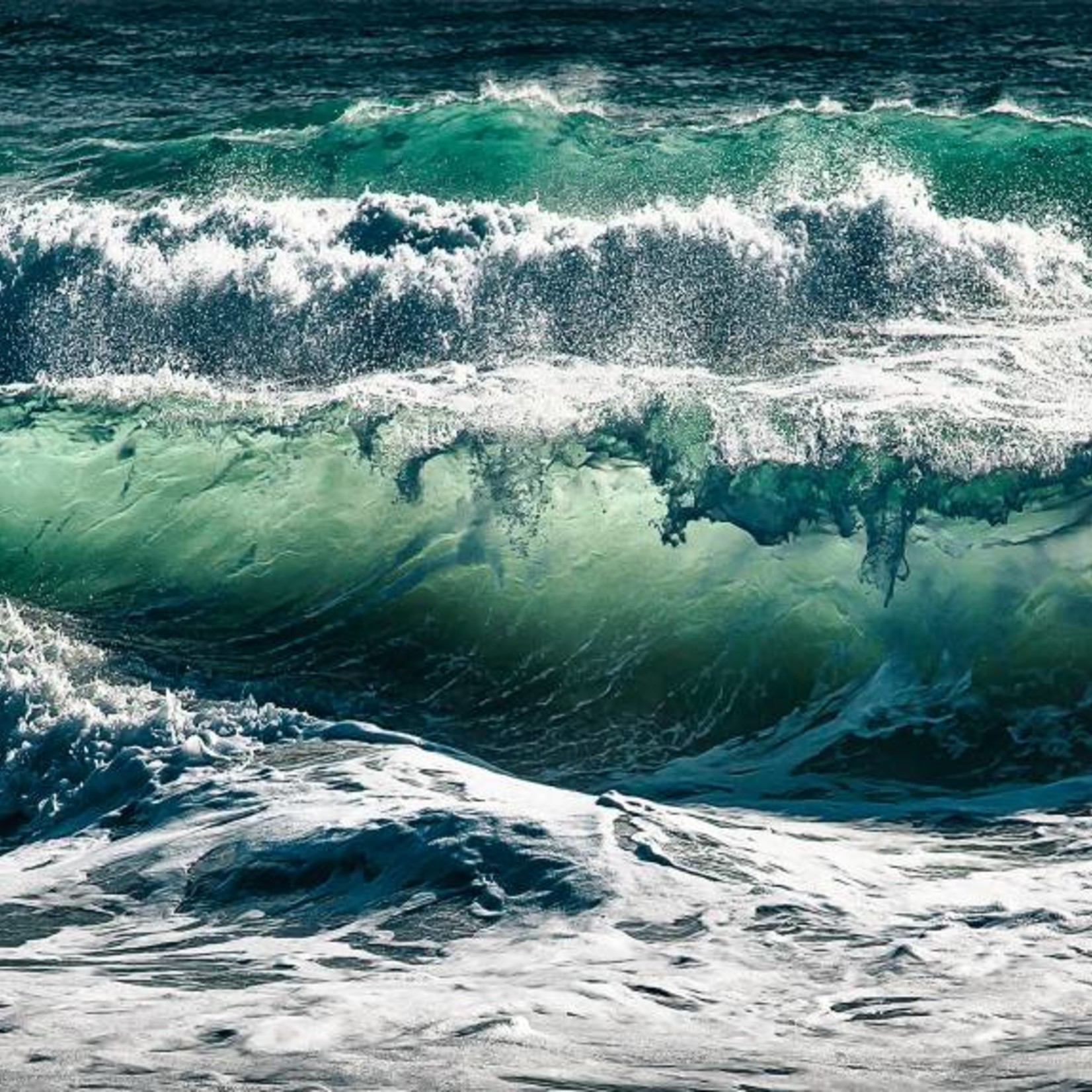 Back Lit Photography Green Wave Breaking