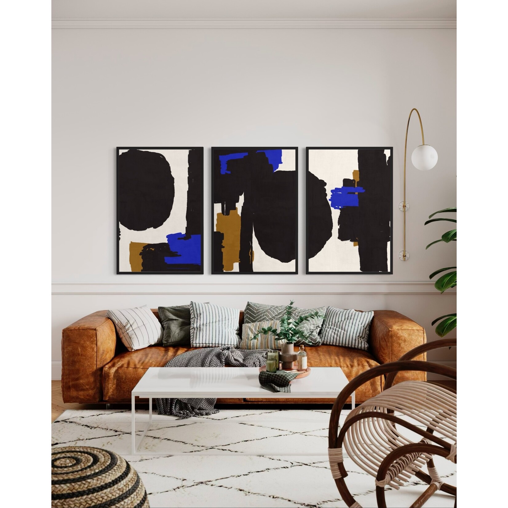 The Picturalist | Print on Canvas Robert in Blue Triptych by Alejandro Franseschini