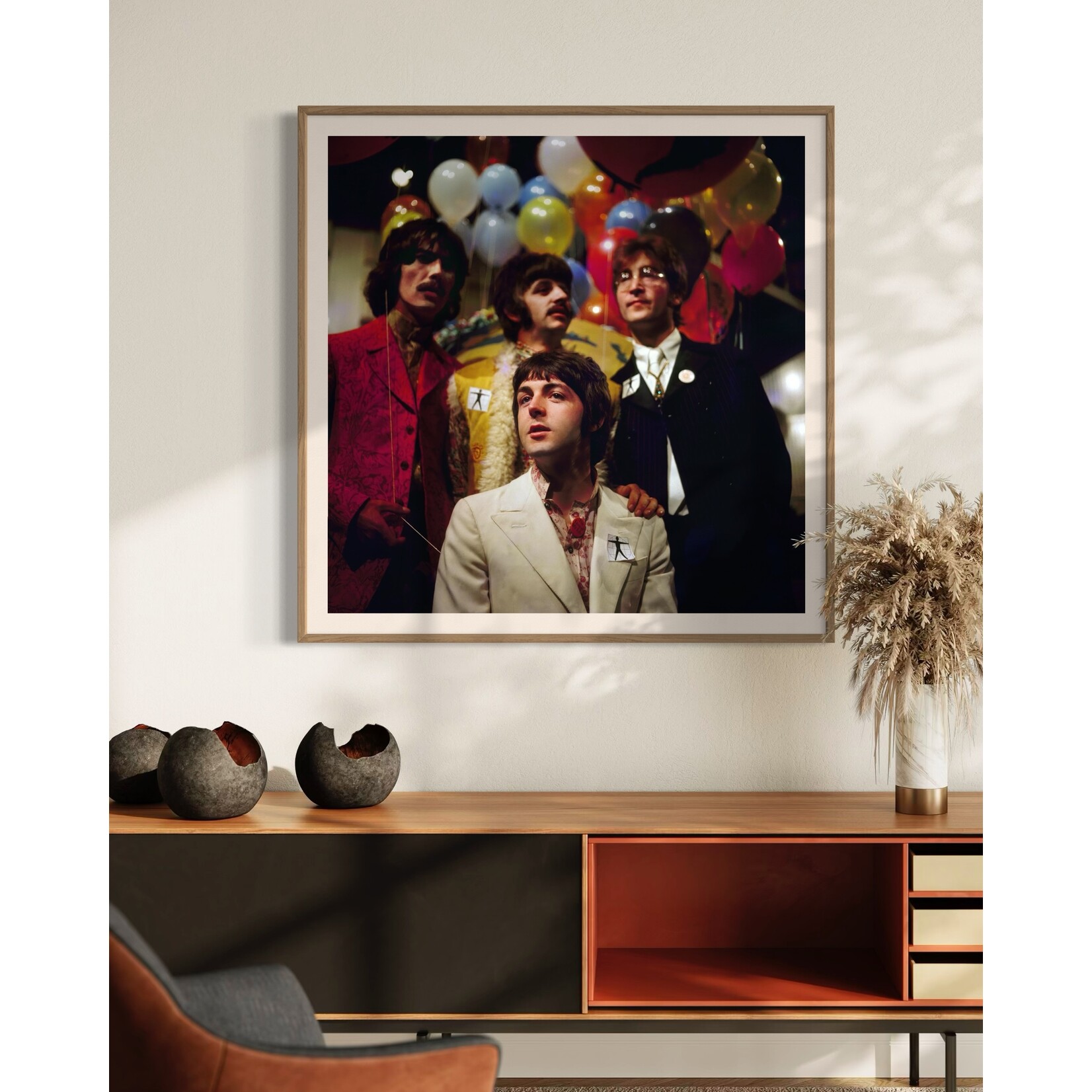Getty Images Gallery The Beatles at Our World – Framed Photography Print by Michael Ochs via Getty Images Gallery