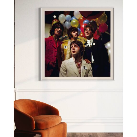 Getty Images Gallery The Beatles at Our World – Framed Photography Print by Michael Ochs via Getty Images Gallery