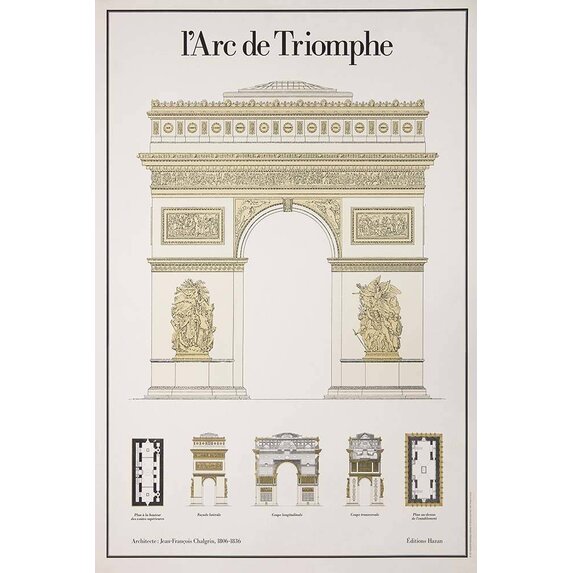 Fine Art Print on Rag Paper L' Arc De Triomphe Architectural Drawings