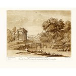 Fine Art Print on Rag Paper Antique Pastoral Scene with Classical Building