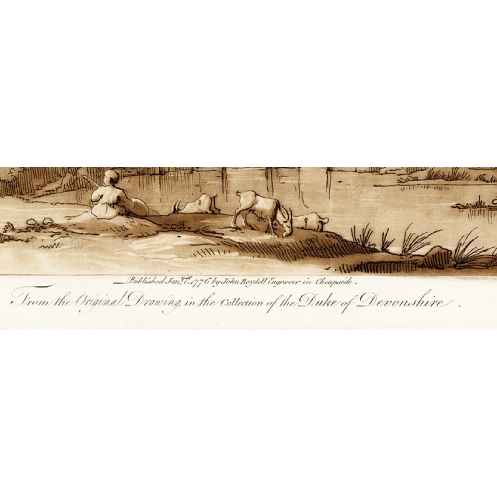 Fine Art Print on Rag Paper Antique Pastoral Scene Duke Of Devonshire by J. Boydell 1802