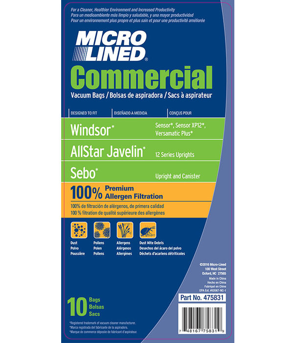 Sebo Windsor/Sebo Bags - DVC Micro Lined Paper (10 Pack)