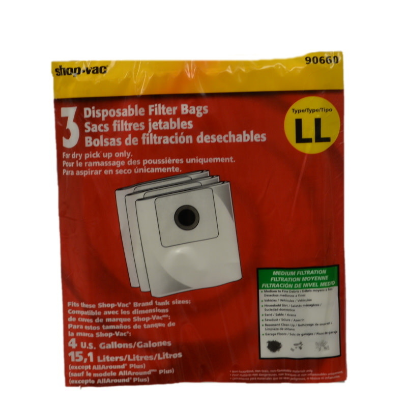 Shop Vac Shop Vac Bags Type LL 4 Gallon (3 Pack) MyVacuumPlace