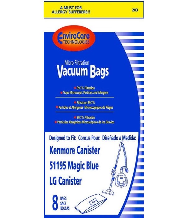Kenmore Kenmore / LG EnviroCare Bags - Type M, 51195, Blue Magic (8 Pack)