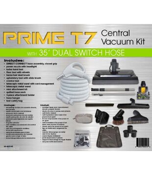 Central Vacuum Hose with tools & Power Nozzle Kit - Titan Prime T7 (Direct Connect 35')