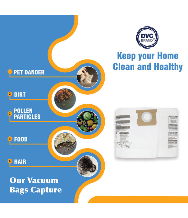 Shop Vac DVC Paper Bag - Shopvac 5/6/8 Gallon Type E (3 Pack)