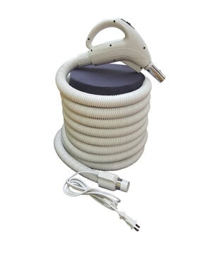 Crush Proof Hose - Central Vacuum W/Cord Connect Light Gray (Dual Switching  30')