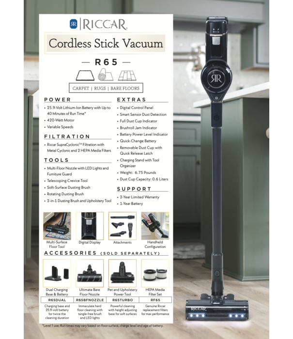 Riccar Riccar Clordless Stick Vacuum - Multi Use R65