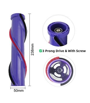 Brush Bar Service Assembly - Dyson V10, SV12 (3 Prong Replacement)