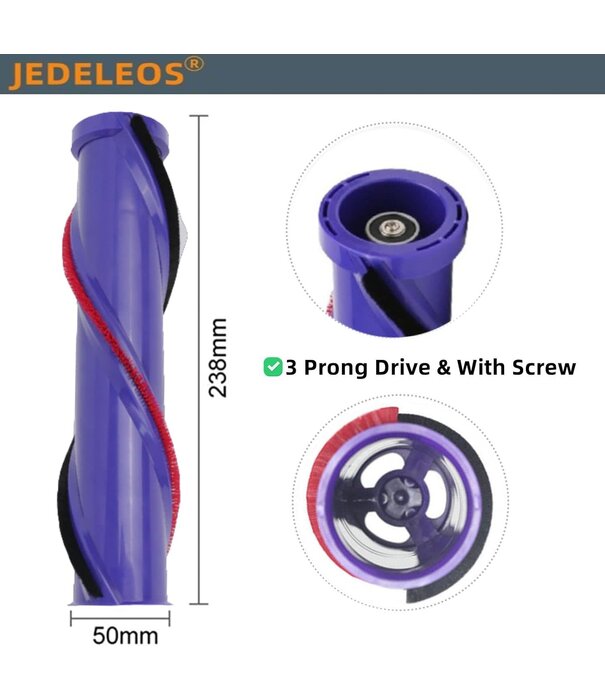 Dyson Brush Bar Service Assembly - Dyson V12, V10 Slim (3 Prong Replacement)