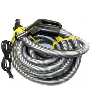 Central Vacuum Hose - Dual Voltage Switch And Pigtail (35' Black & Gray)