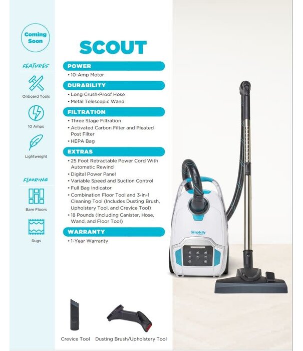 Riccar & Simplicity Simplicity Canister Vacuum - Scout (Bare floor nozzle)