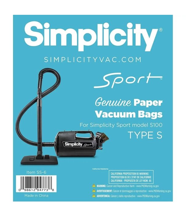 Riccar & Simplicity Simplicity Paper Bags - Type S (6 Pack)