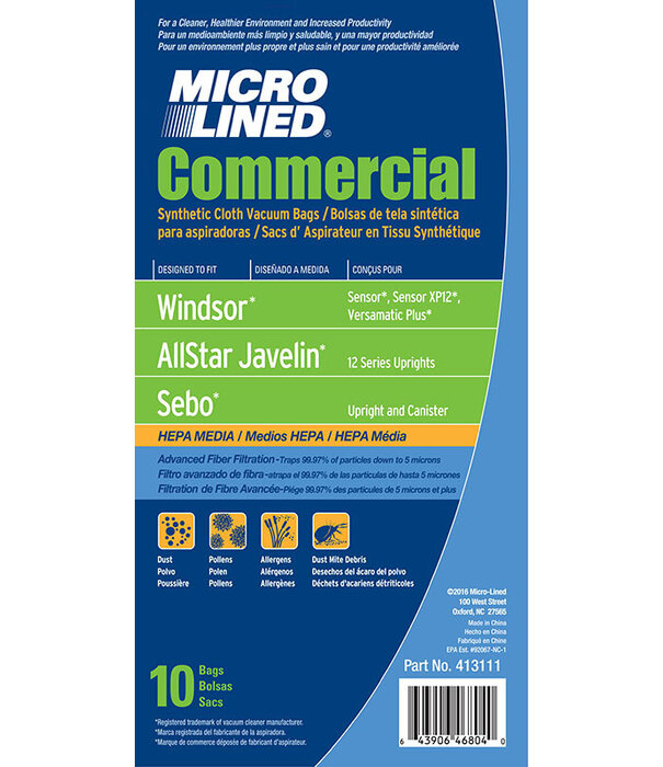 Sebo Windsor Sebo Bags - Micro Lined Hepa Cloth (10 Pack)