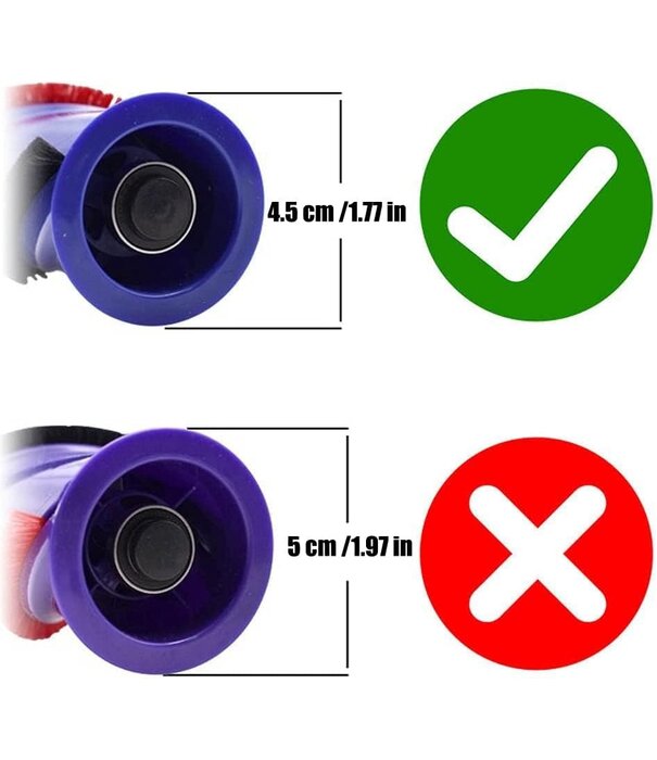Dyson Brush Bar Service Assembly - Dyson 966821-01 and 966084-01 V6 & older V7 models 4 Prong 4.5cm (Replacement)