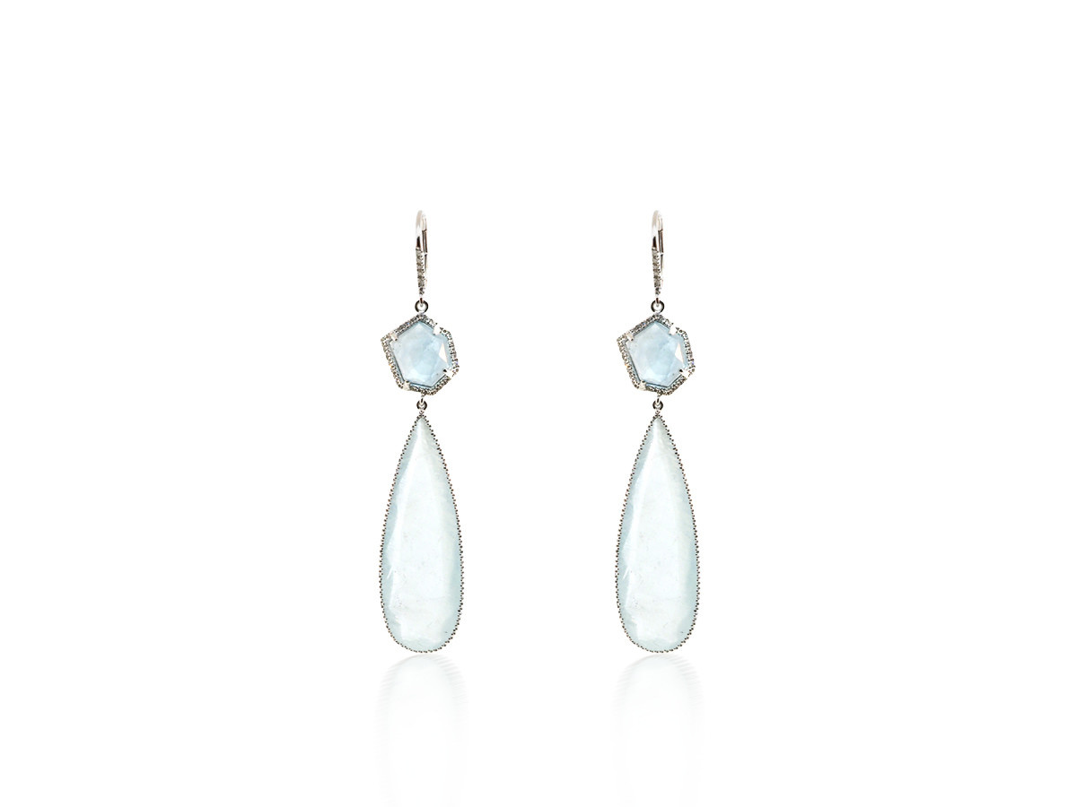 Aquamarine And Diamond Drop Earrings