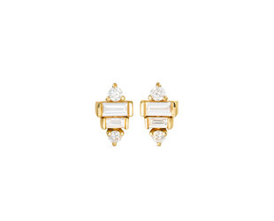 Artëmer Baguette Diamond Deco Stud Earrings AT20