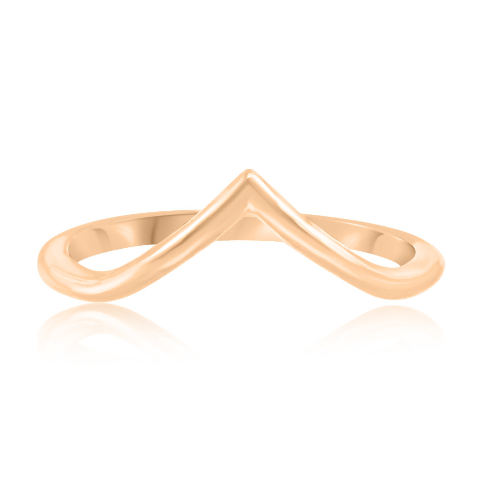 Trabert Goldsmiths Vita V-Shaped 18k Rose Gold Ring