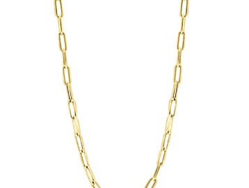 Small Long Oval Link Gold Necklace E2184