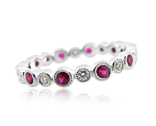 Beverley K Collection Bezel Set Diamond and Ruby Eternity Band AB273