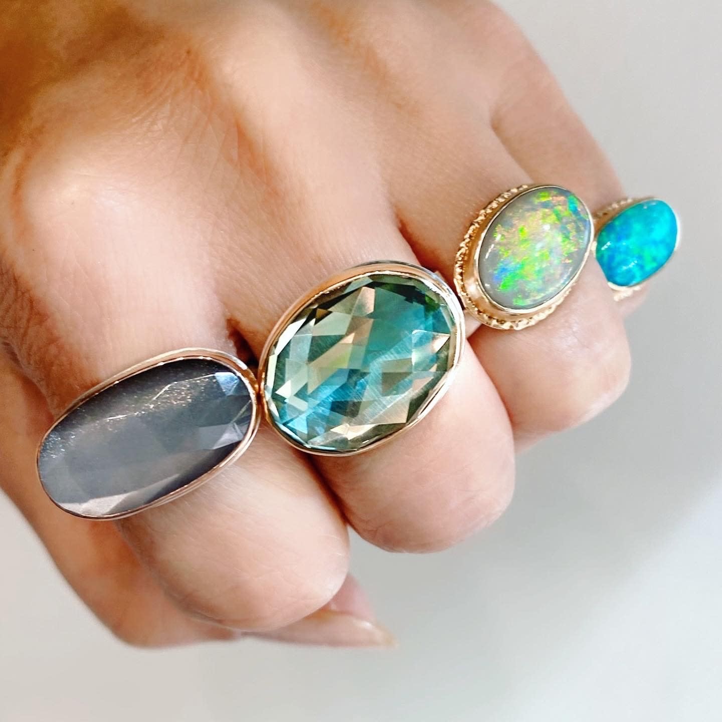 Jamie Joseph Jewelry Designs Oval Crystal Opal Bezel Ring