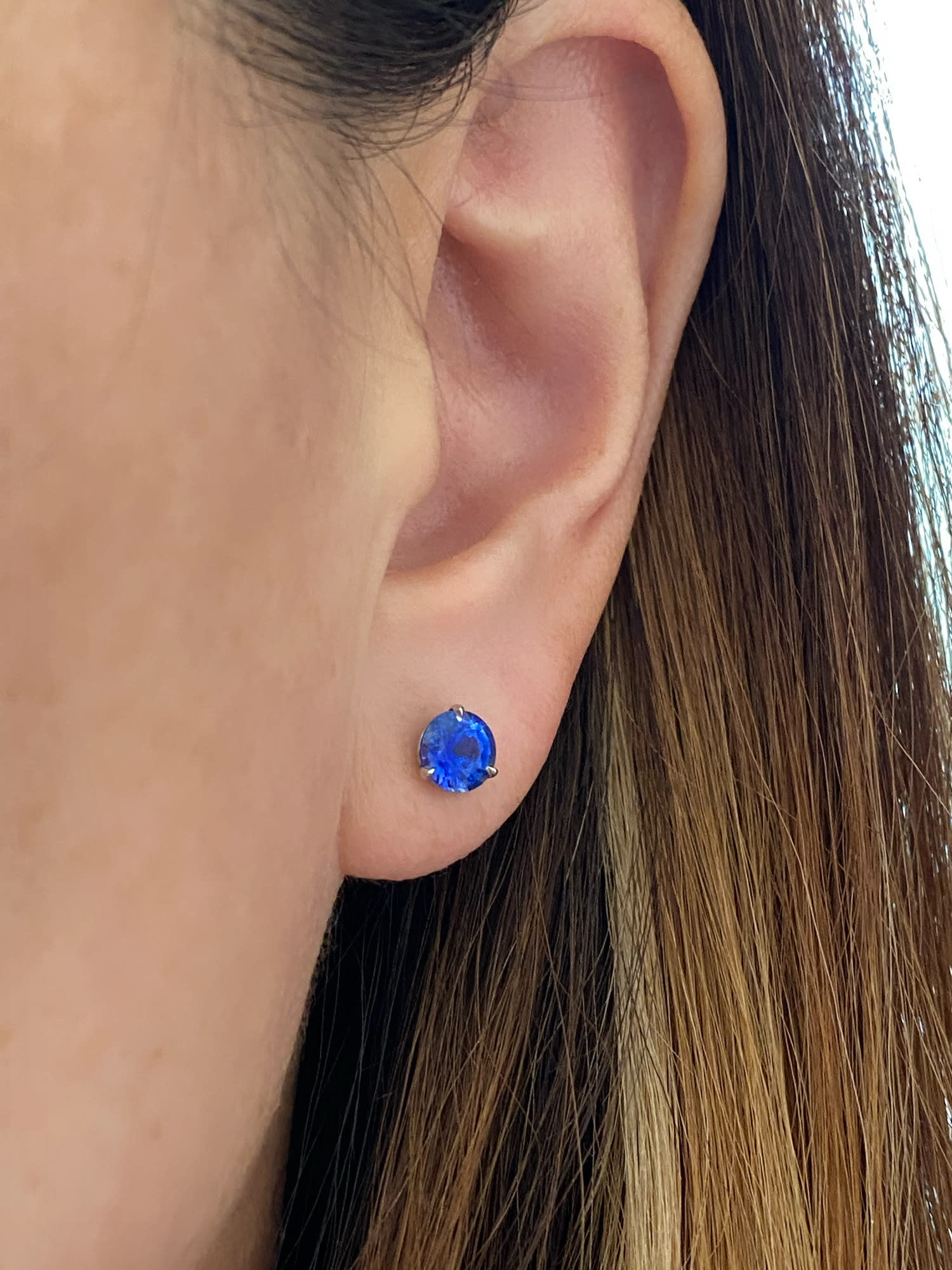 Trabert Goldsmiths 2.05ct Blue Sapphire Stud Earrings