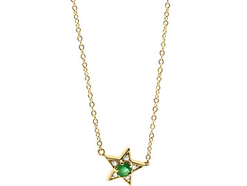 Trabert Goldsmiths Emerald and Diamond Star Necklace E2298