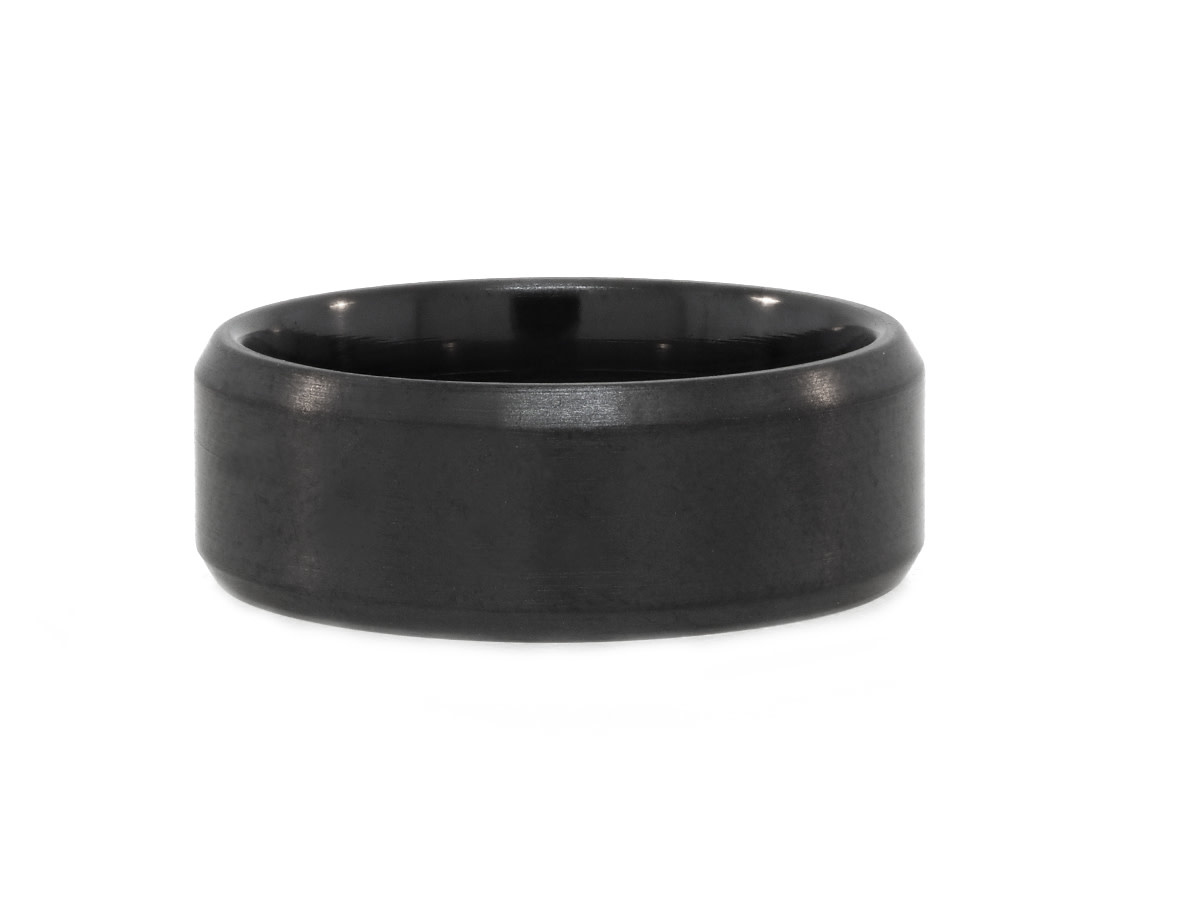 Black Zirconium 8mm Beveled Band JI60