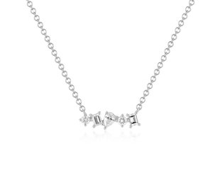 EF Collection Multi Faceted Dia White Gold Bar Necklace EF19