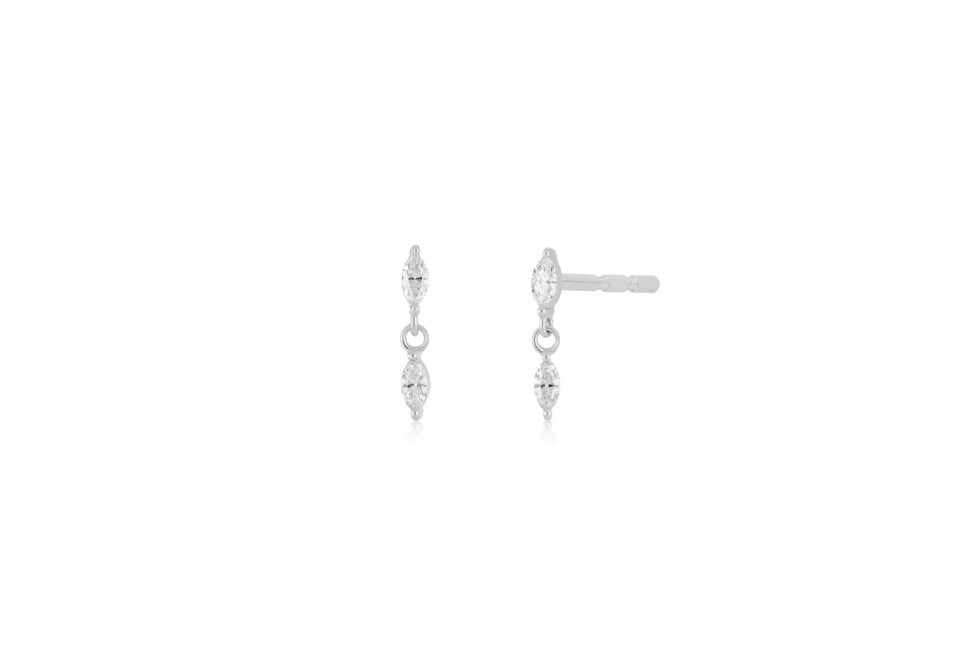 EF Collection Marquise Diamond Dangle White Gold Studs