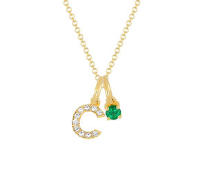 EF Collection Emerald Birthstone Initial Charm Necklace EF33