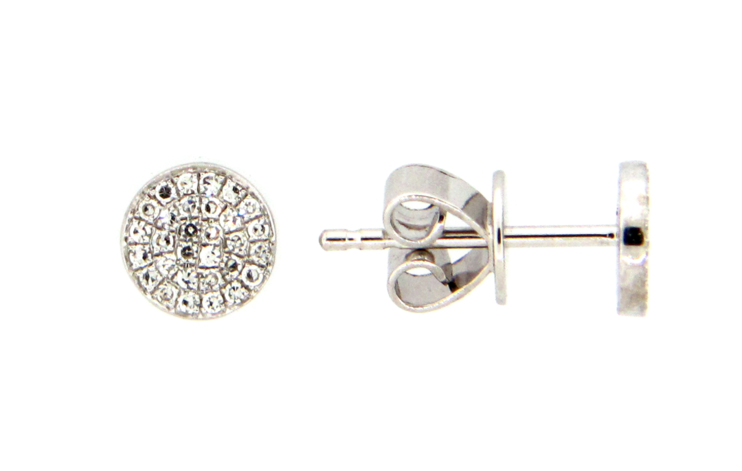 Small Diamond Disc White Gold Earrings DL101