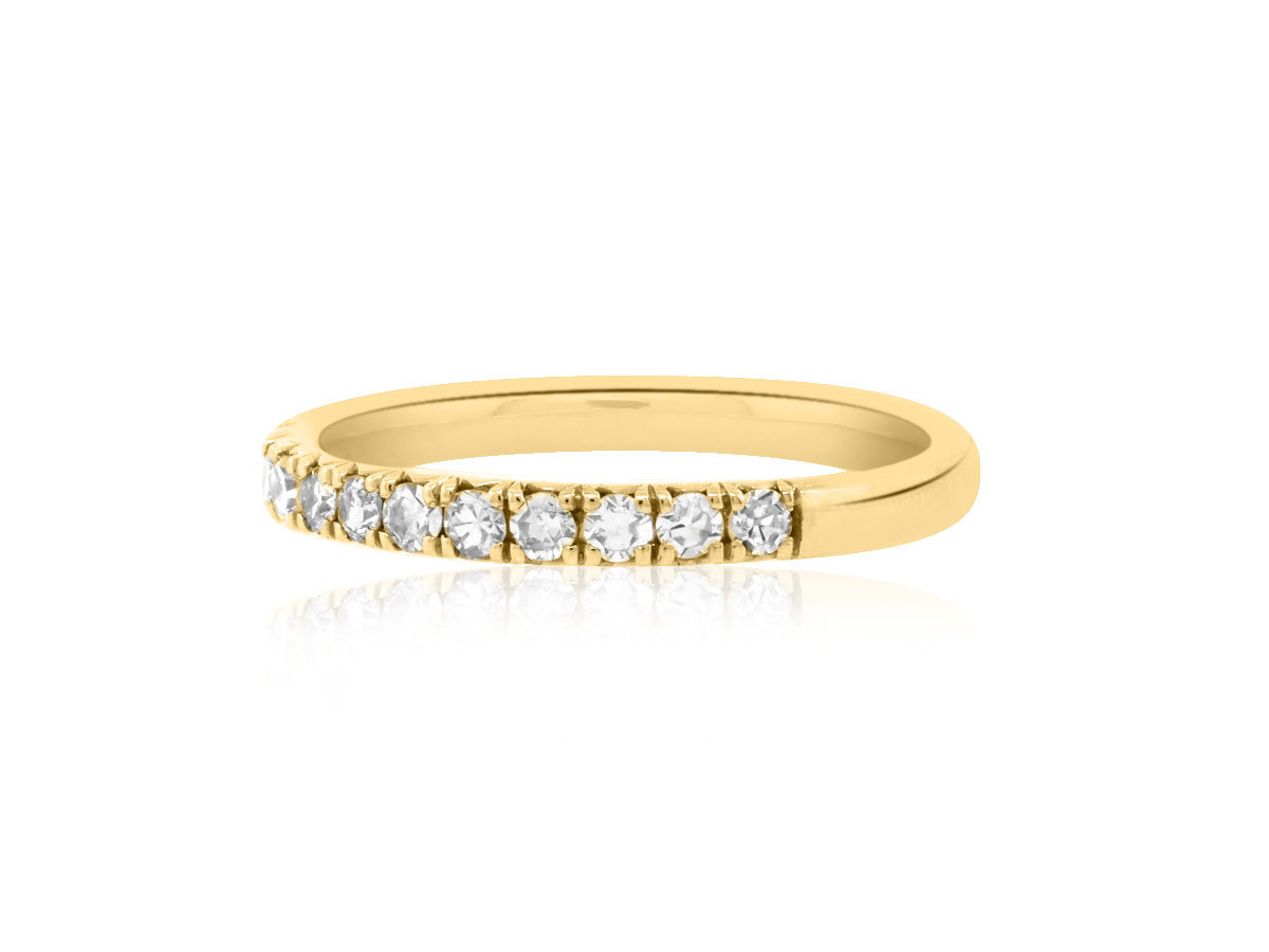 Trabert Goldsmiths French Pave  Diamond Yellow Gold Ring