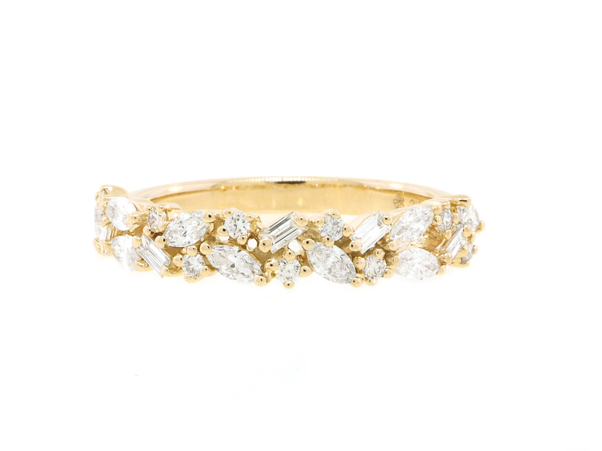 Beverley K Collection Mixed Diamond Garland Yellow Gold Ring AB576