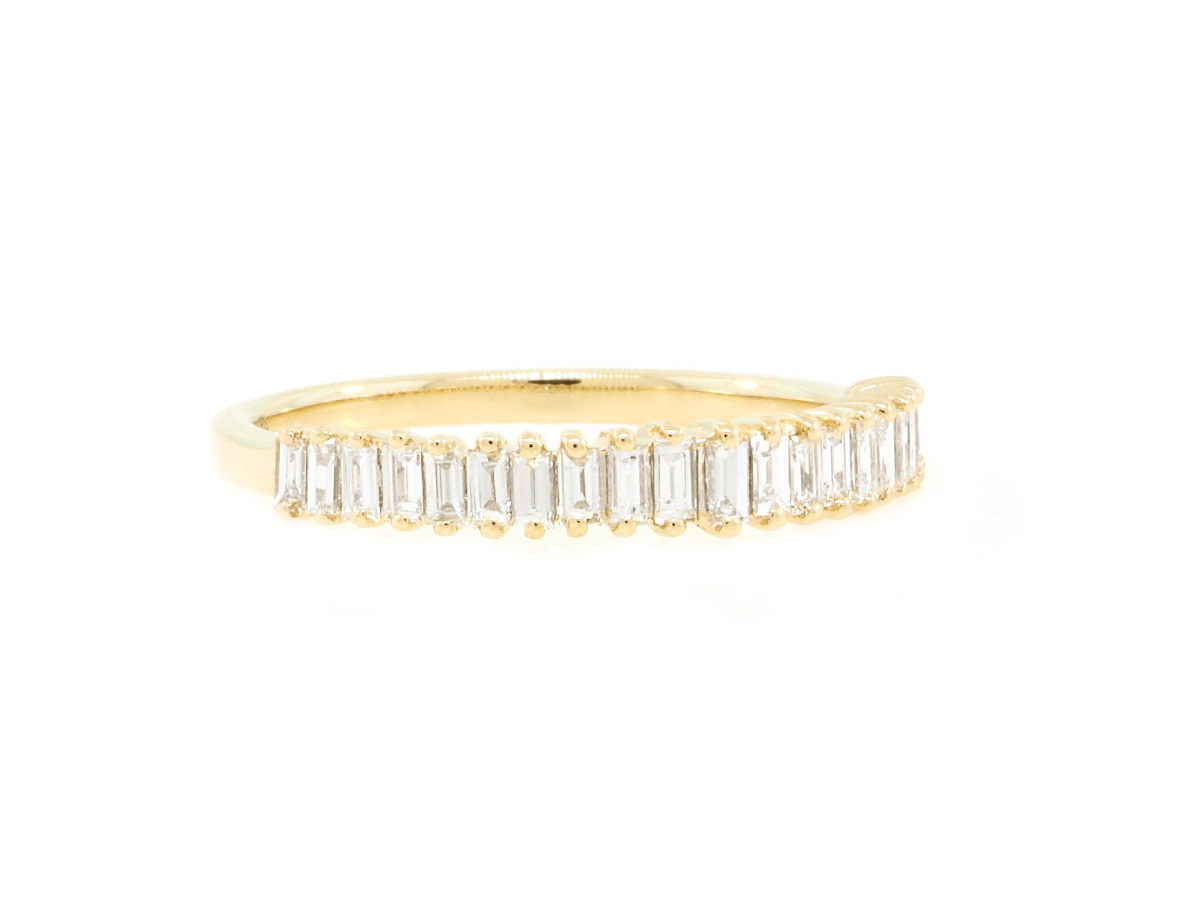 Beverley K Collection Vertical Baguette Diamond Gold Band