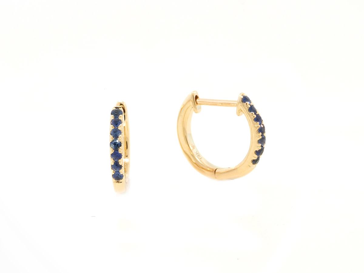 Beverley K Collection Sapphire Gold Huggie Hoop Earrings