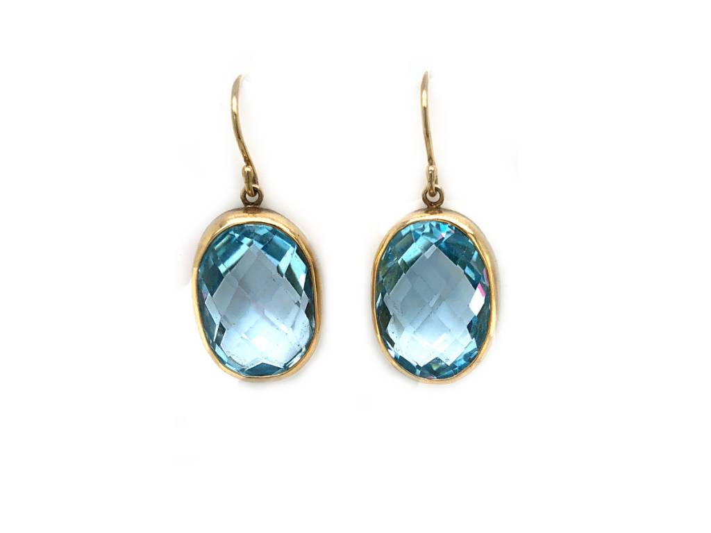 Oval Faceted Blue Topaz Drop Earrings Jd133 Trabert Goldsmiths Jamie Joseph Jewelry Designs Oval Faceted Blue Topaz Drop Earrings