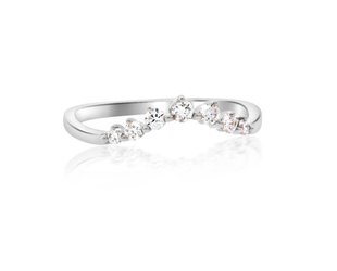 Chevron Diamond Curved White Gold Ring LN8